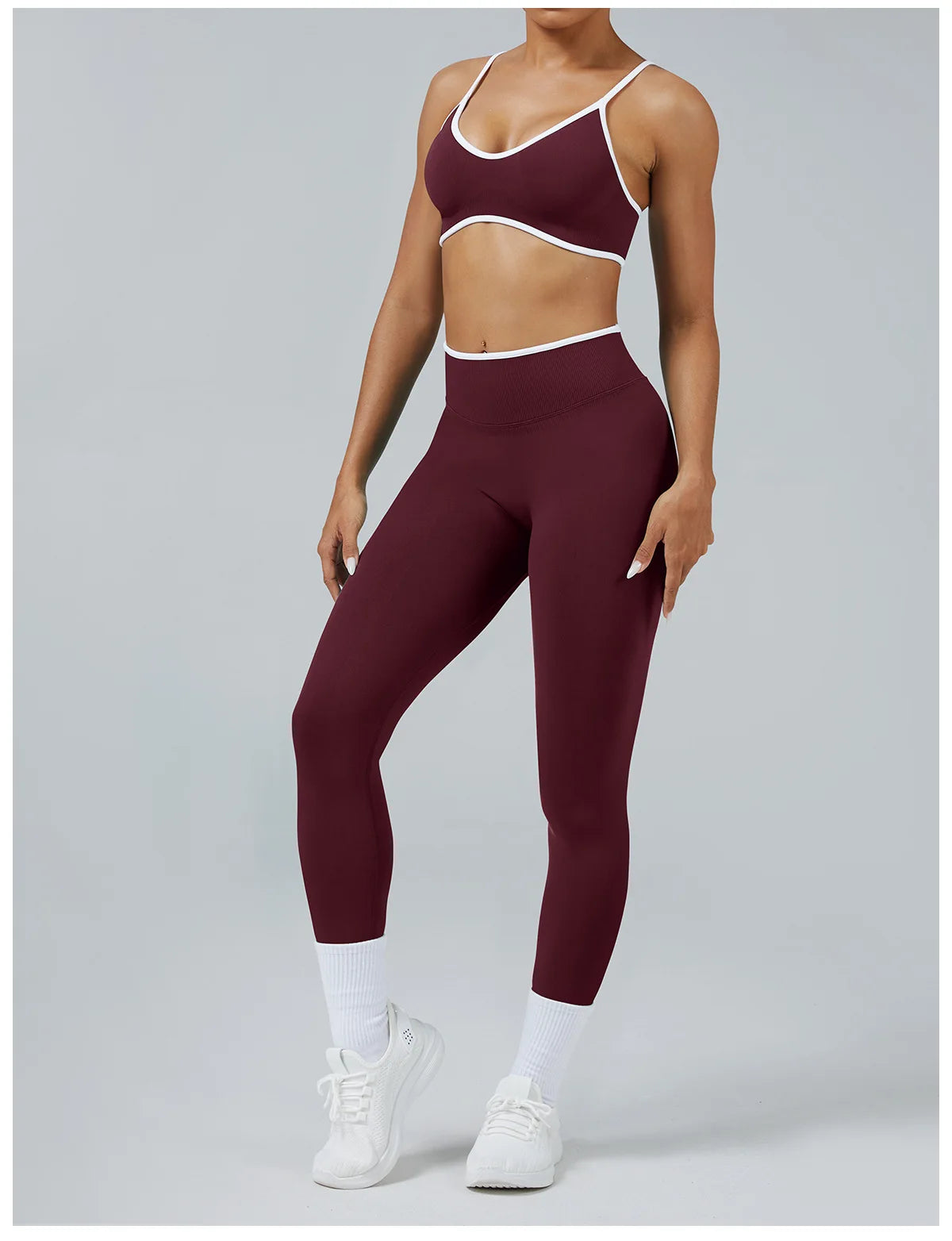 Color Block Yoga Set Women Sports Bra High Waist Shorts Gym Fitness Activewear
