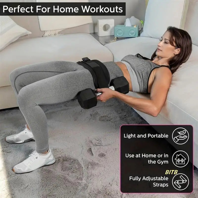 Hip Thrust Belt Glute Trainer Adjustable for Dumbbells Home Workout