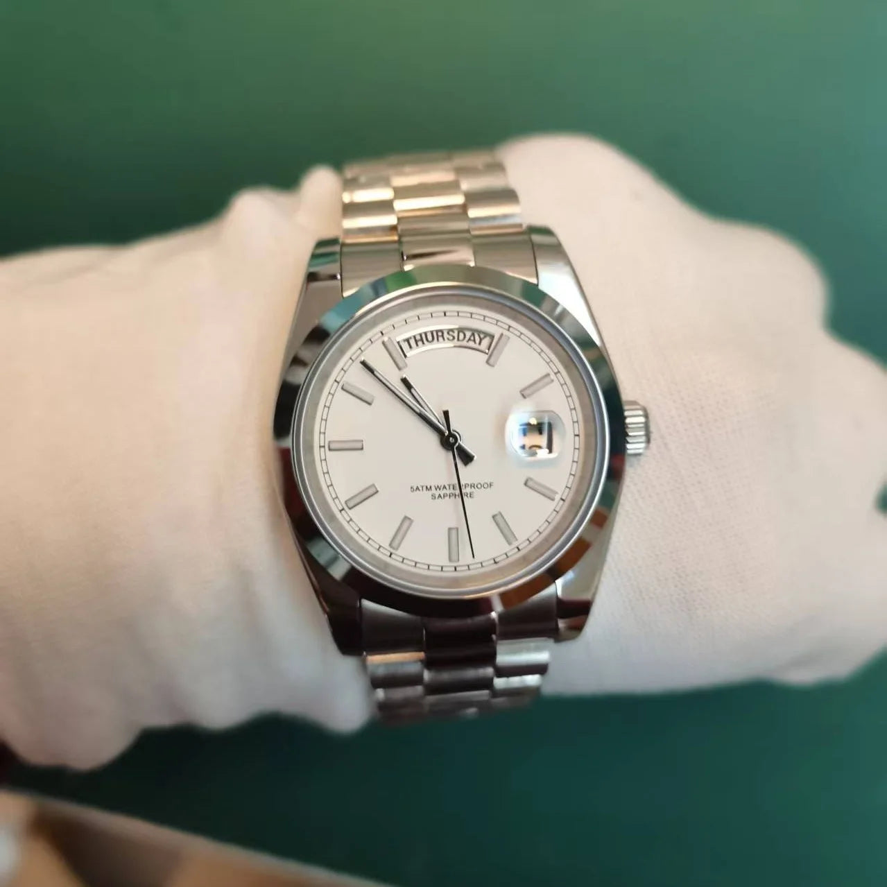 36MM Sapphire Quartz Watch for Men 50M Waterproof Steel Wristwatch