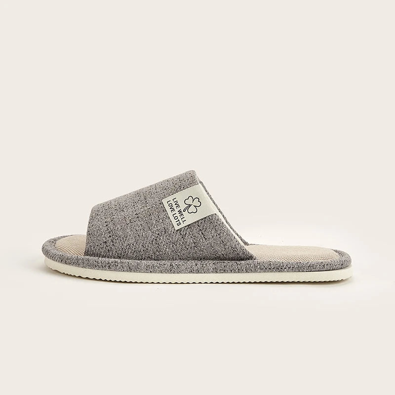 Linen Home Slippers Breathable Indoor Shoes Non Slip Open Toe Summer Bedroom Slippers Women Men