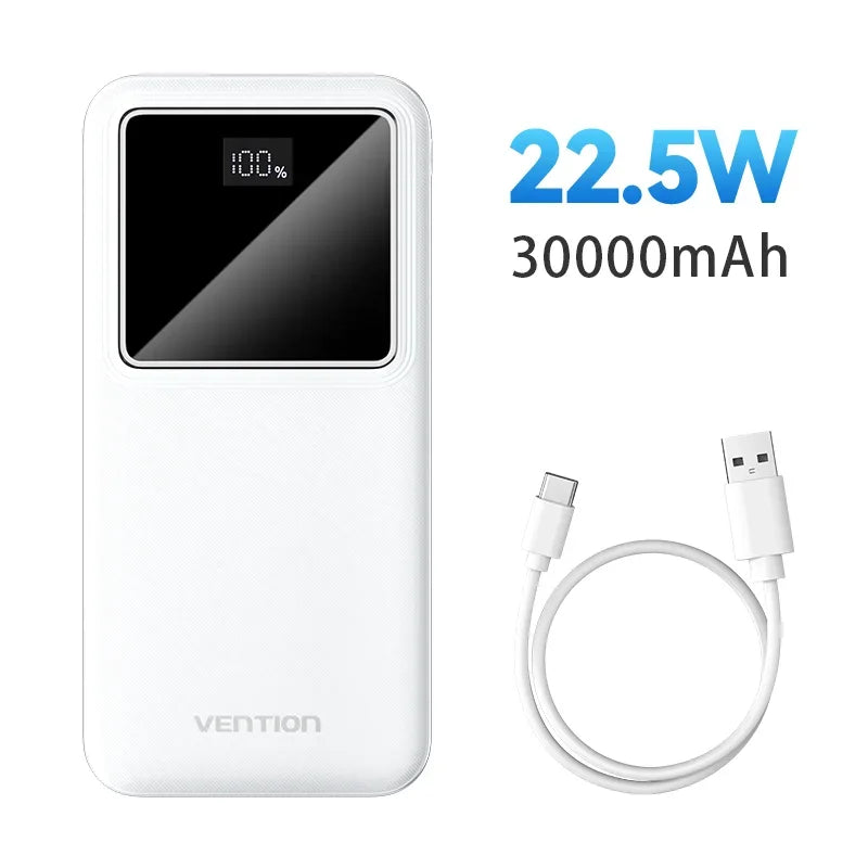 Power Bank 30000mAh PD 22.5W Fast Charging Portable External Battery Charger for iPhone Samsung iPad