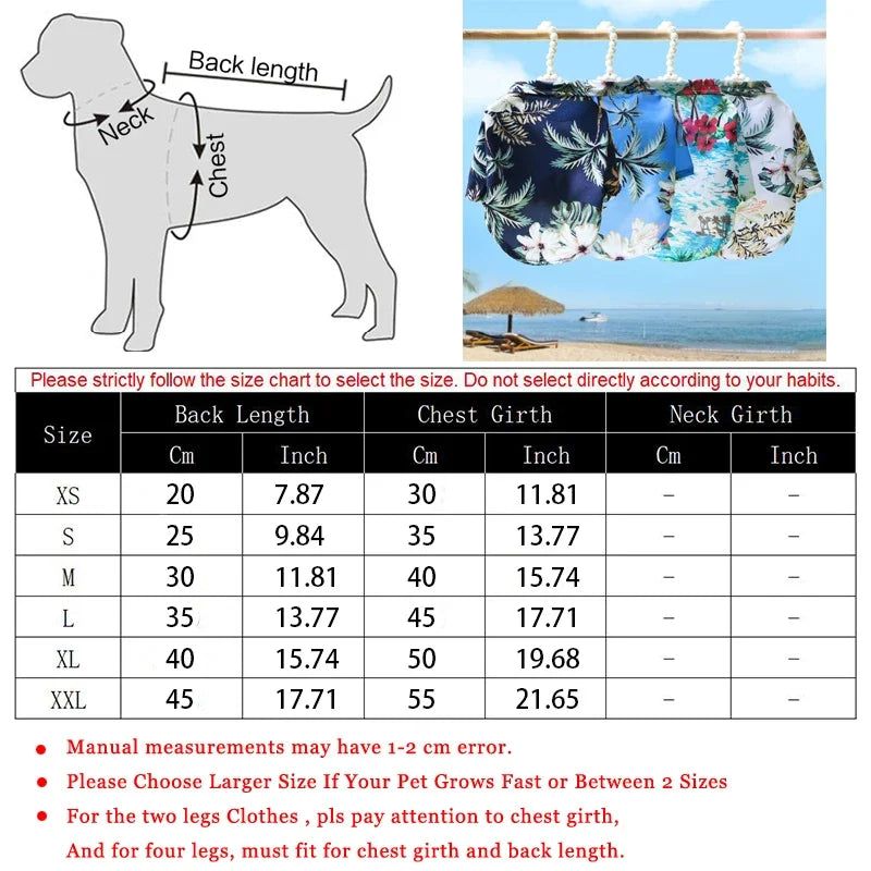 Dog T-Shirt Summer – Thin Breathable Beach Pet Clothes for Small Dogs, Puppy, Cat
