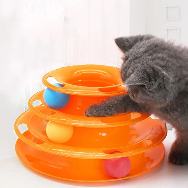 3 Layer Cat Ball Track Toy Interactive Turntable Tower