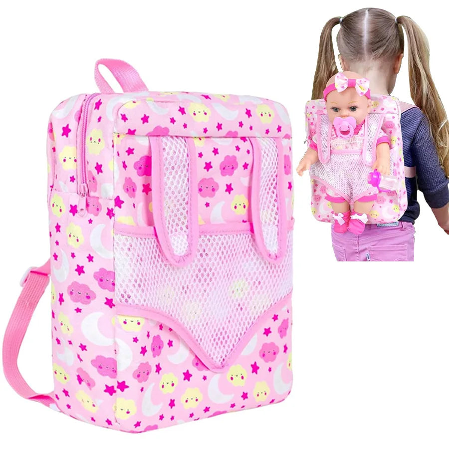 Doll Backpack Bag Cute Flower Handbag Kids Carry Storage Gift Christmas Birthday
