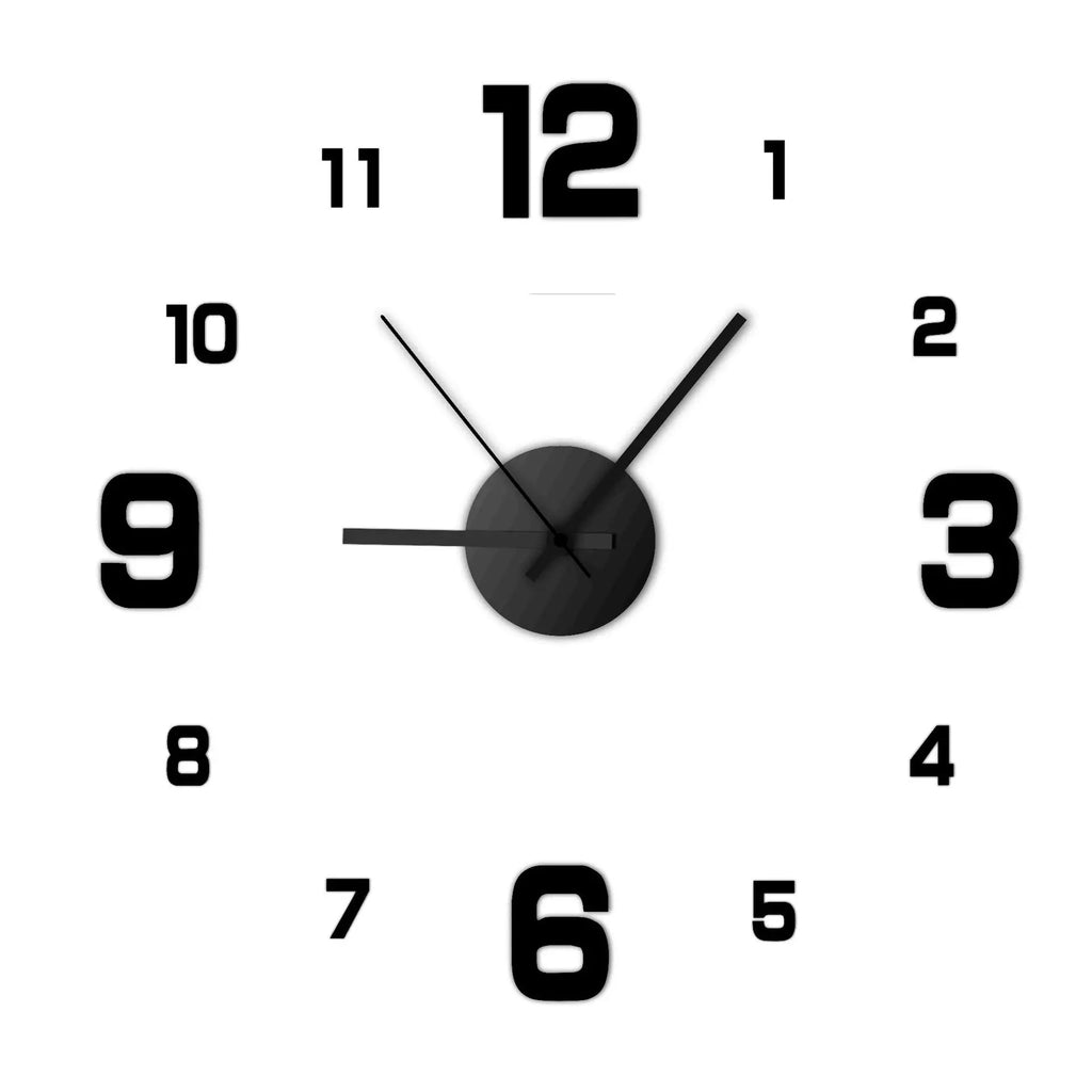 DIY Frameless Wall Clock Large 3D Wall Sticker Modern Home Decor Silent Clock