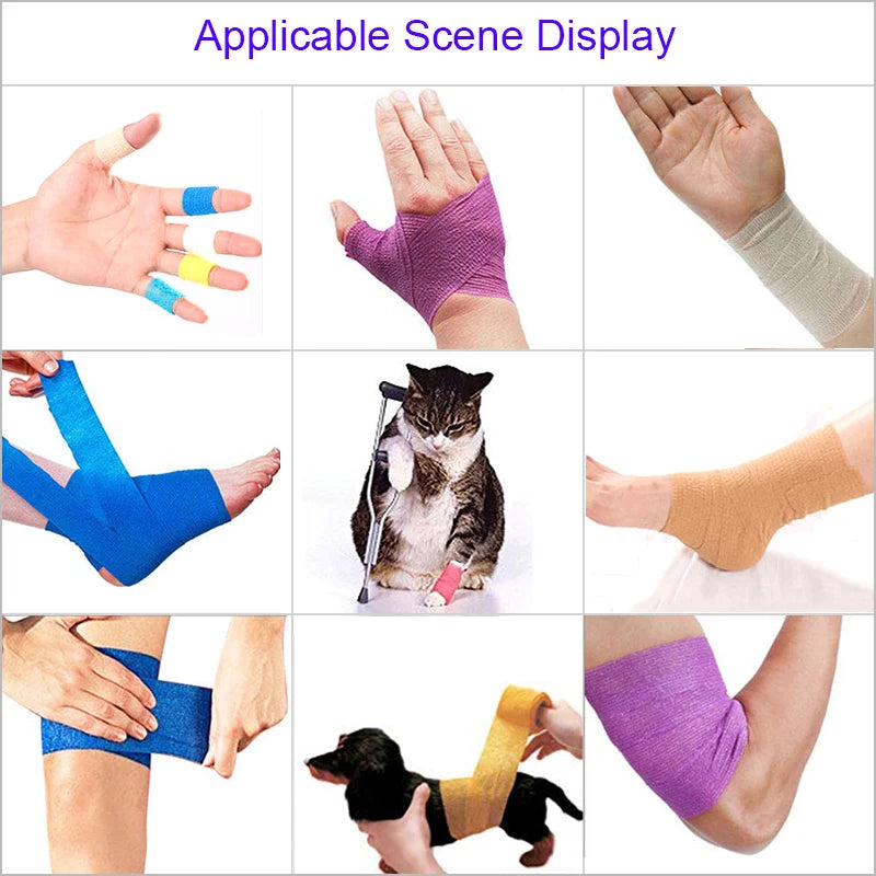 Self Adhesive Elastic Sports Wrap Tape Colorful 4.8m Knee Finger Ankle Support Bandage