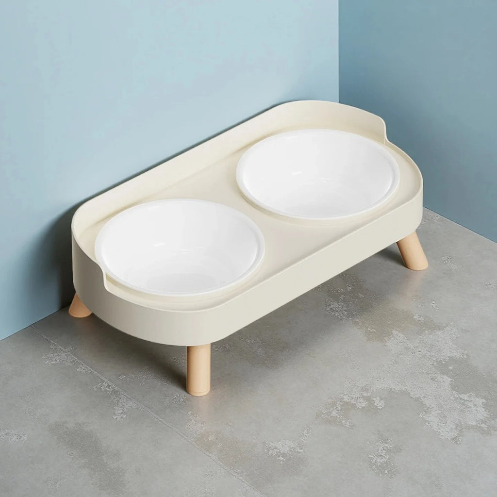 Raised Pet Feeder Bowl Set – Dual Stainless Steel Bowls for Cats and Small Dogs