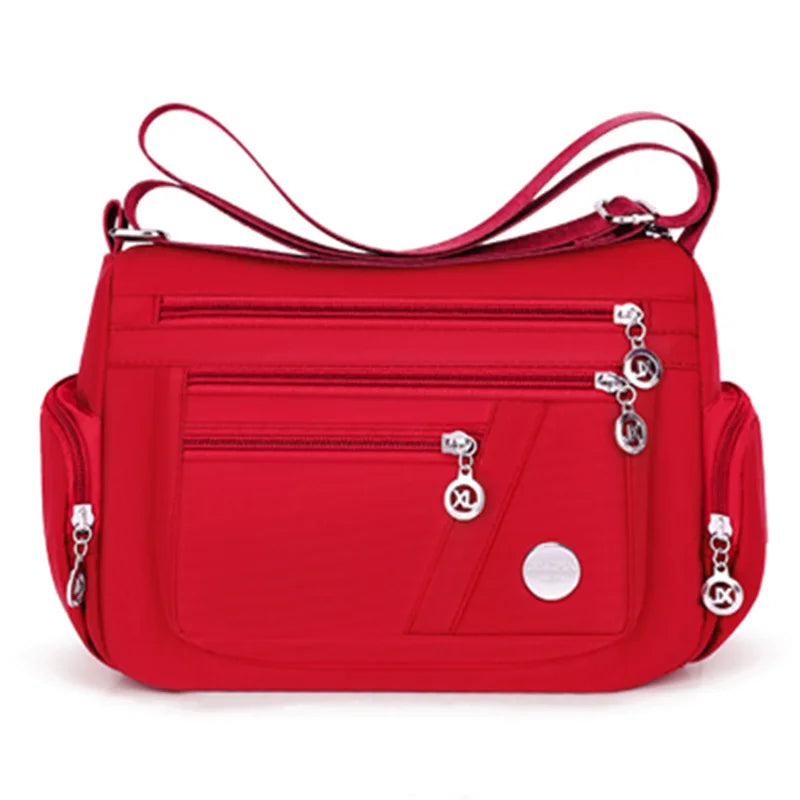 Women Nylon Crossbody Bag Multi Pocket Shoulder Bag Waterproof Travel Casual Handbag Large Capacity Messenger Bag