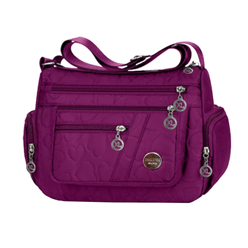Women Nylon Crossbody Bag Multi Pocket Shoulder Bag Waterproof Travel Casual Handbag Large Capacity Messenger Bag
