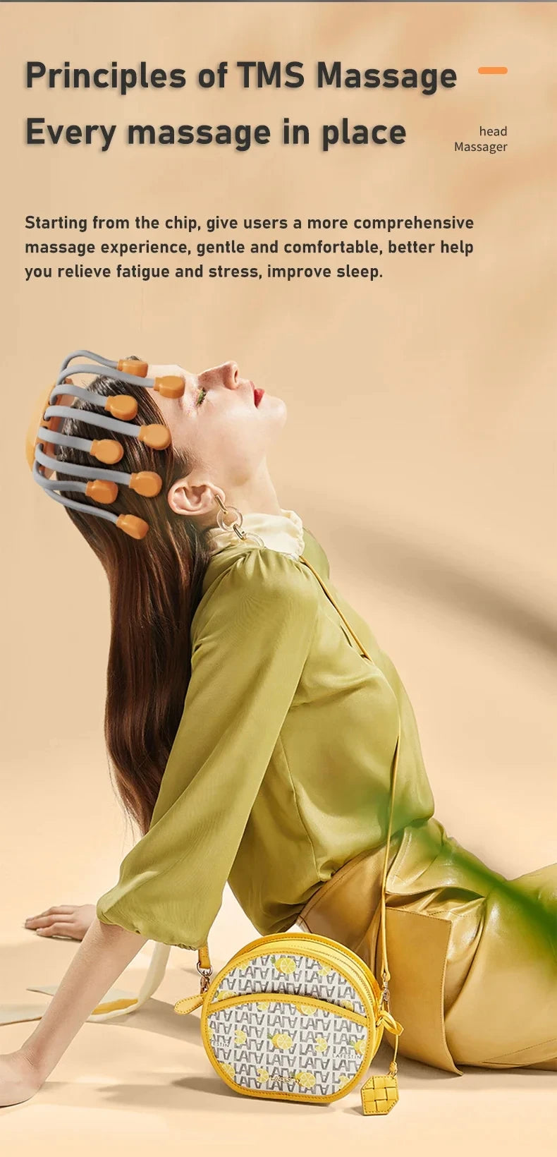 Scalp Head Massager with 20 Massage Heads Red Light Relaxation Stress Relief