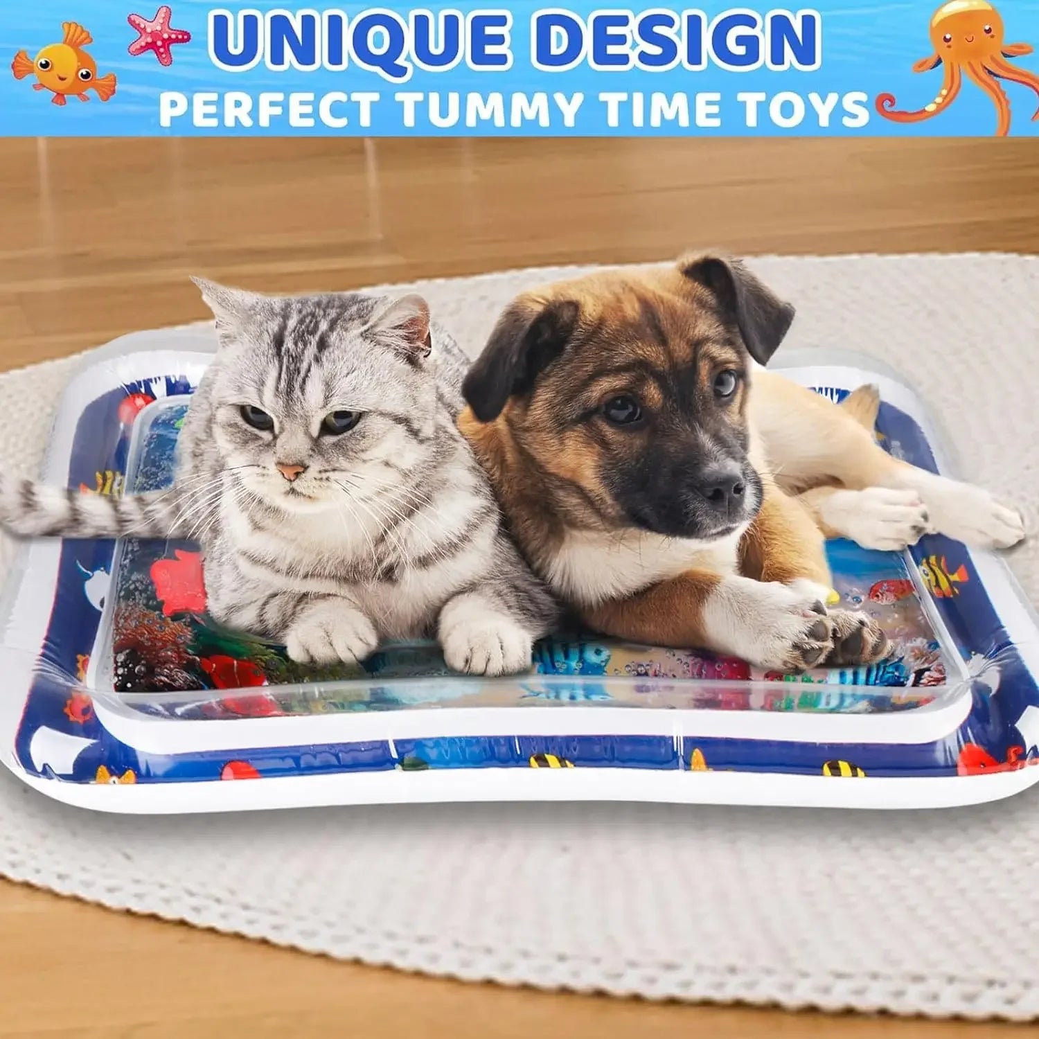 Cat Water Sensory Play Mat – Inflatable Fish Play Pad for Interactive Indoor Fun
