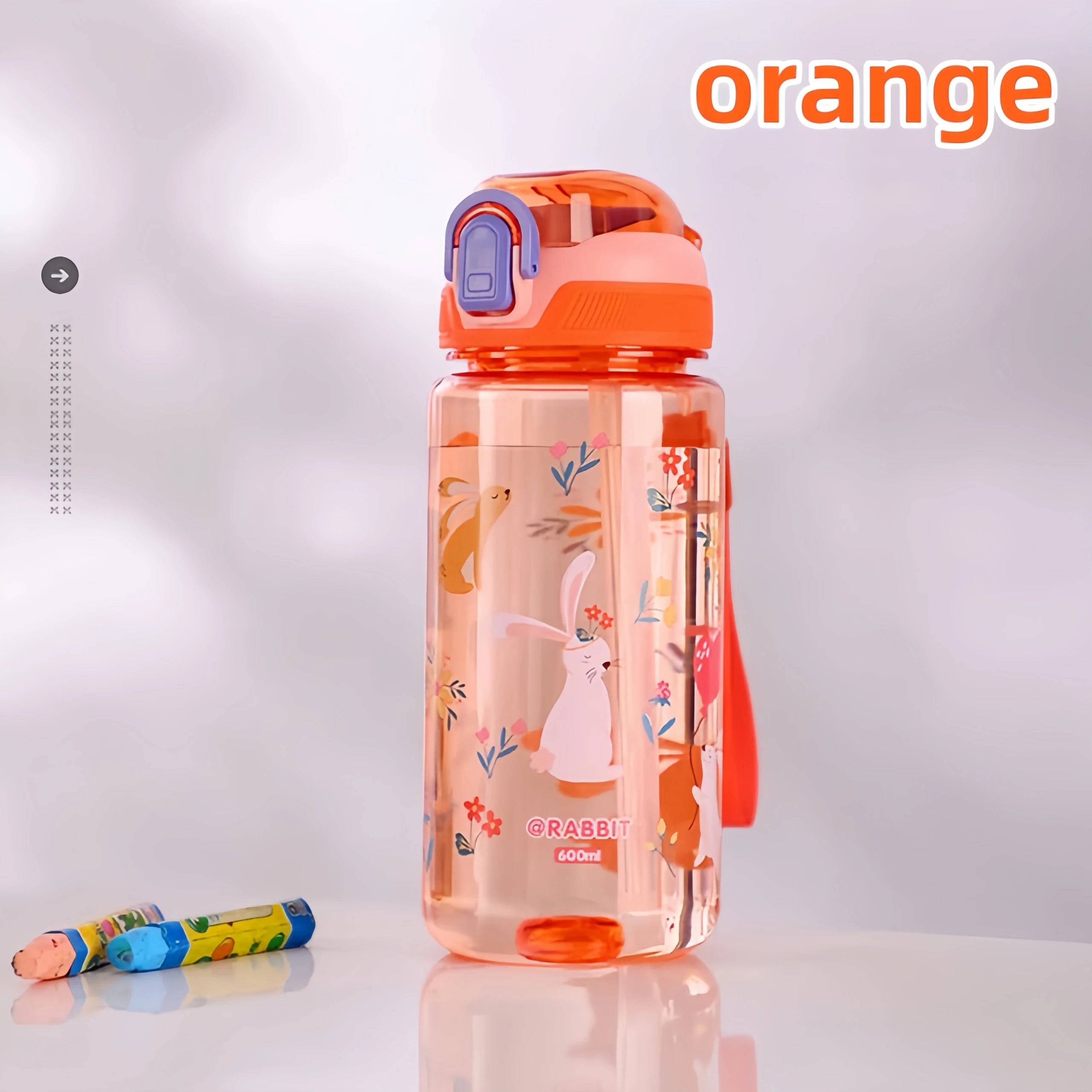 600ml Dinosaur Kids Water Bottle with Straw