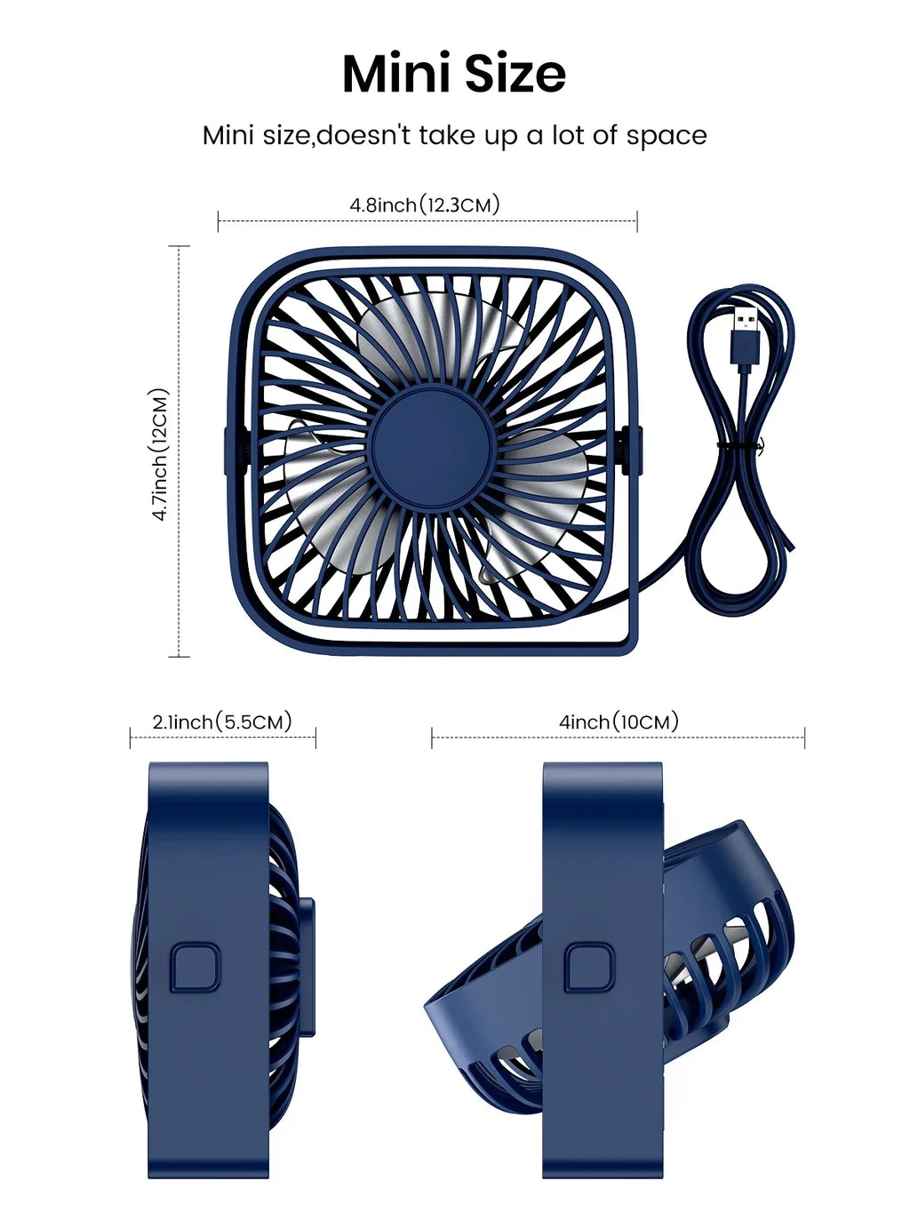 Mini USB Desk Fan – Portable Table Fan with 3 Speed Settings and Quiet Operation