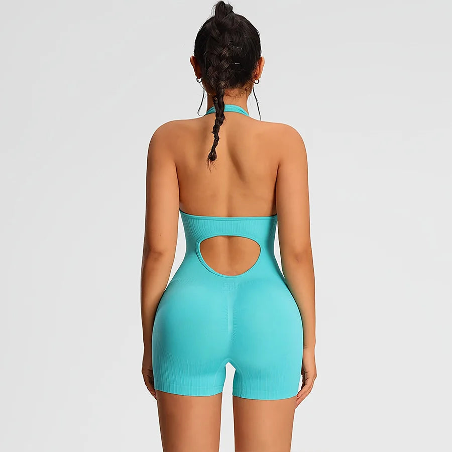Women Sports Romper Jumpsuit Yoga Gym Shorts Fitness Bodysuit