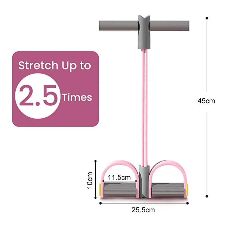 Resistance Band Pedal Puller 4 Tube Fitness Rope for Abs Waist Arm Training