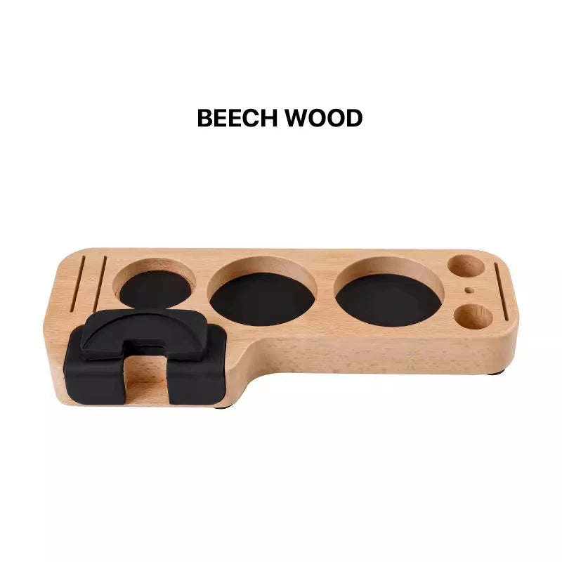 Espresso Tamper Mat Station Walnut Wood Portafilter Holder 51 54 58mm