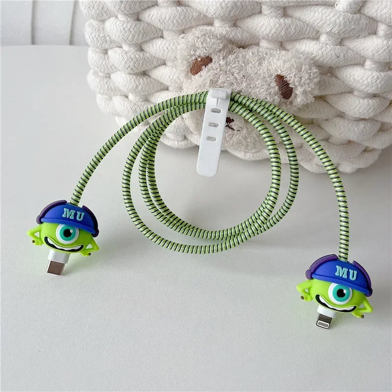 Cartoon Charger Cable Protector Stitch Data Line Winder Protective Cover