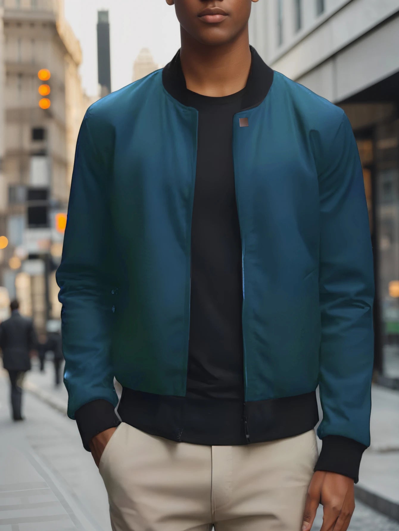 Men Baseball Collar Jacket Casual Lightweight Coat