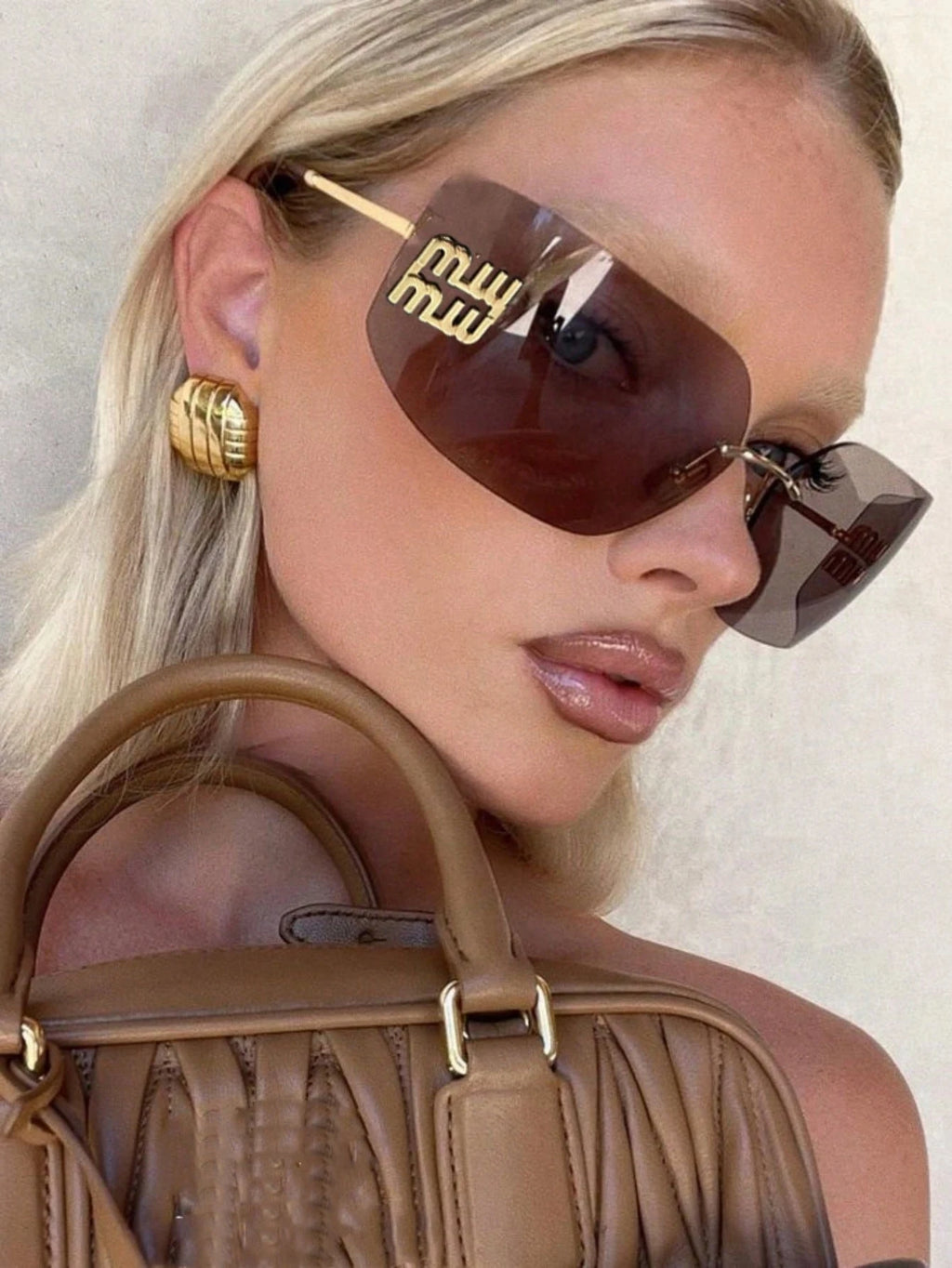 Unisex Retro Square Frameless Glasses Large Lens Fashion Travel Sunglasses