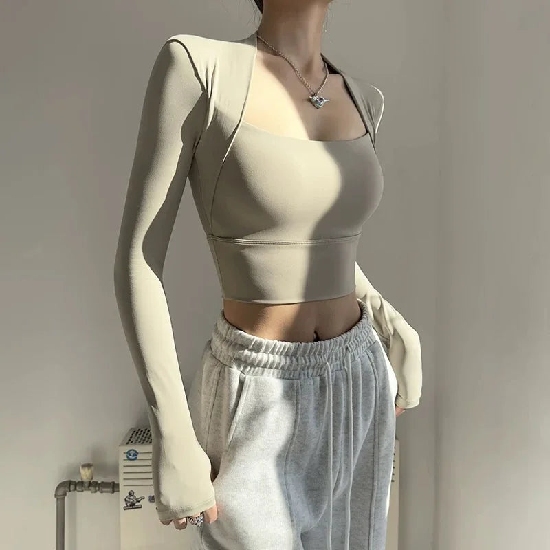 Women Long Sleeve Yoga Sports Top Fitness Shirt