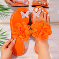 Women’s Flower Open Toe Beach Slippers Comfortable Summer Flat Sandals