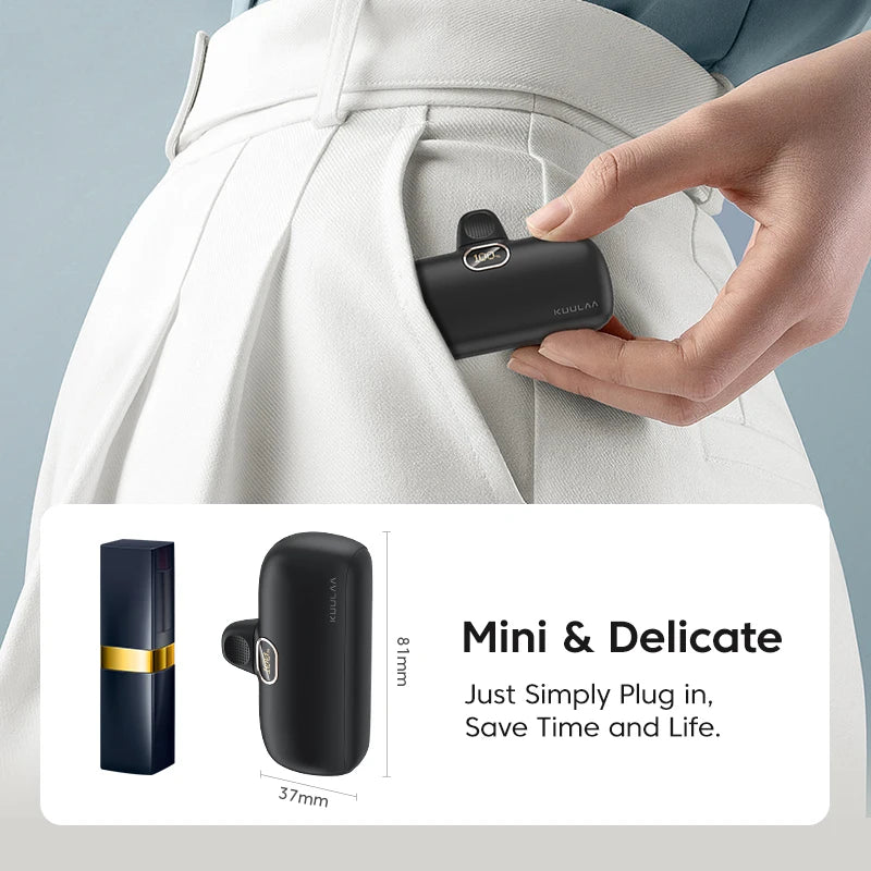 Mini Power Bank 5000mAh PD 3.0 Fast Charging Portable Charger USB-C External Battery for iPhone Samsung Android