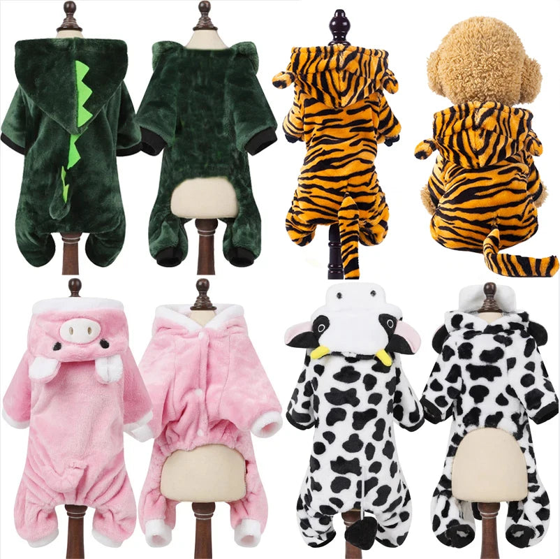 Soft Warm Fleece Dog Jumpsuit Hoodie Pet Clothes Small Dogs Cats Costume Coat