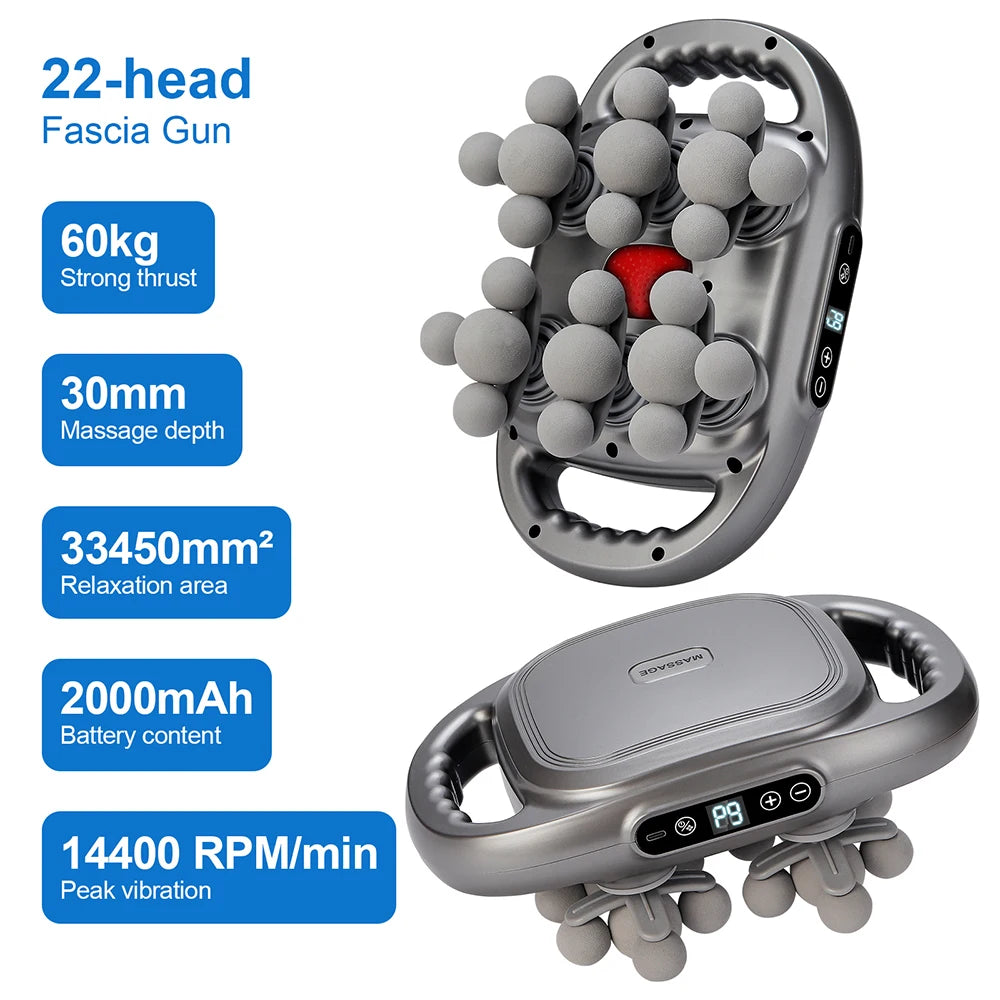 42 Heads Massage Gun Deep Tissue Muscle Massager High Frequency Body Fascia Gun for Back Neck Shoulder