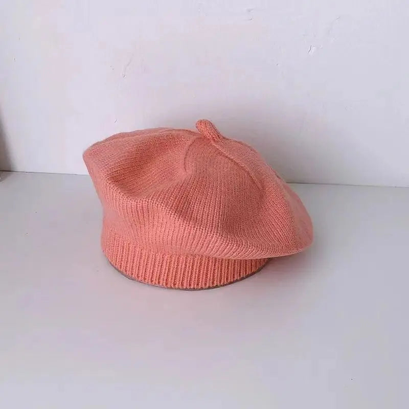 Baby Girl Flower Beret Warm Knit Beanie Hat