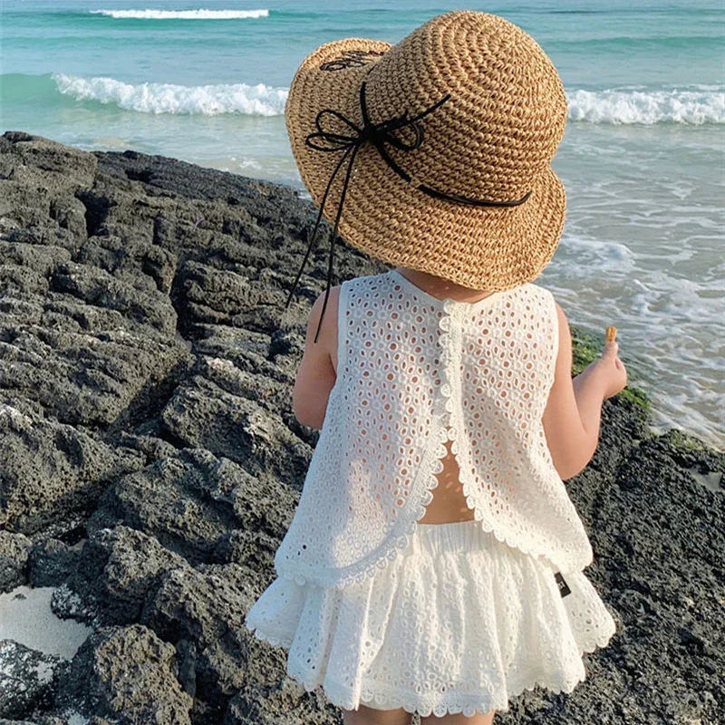 Girls Summer Lace Sleeveless Top and Shorts Set