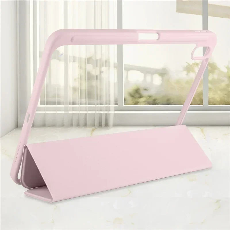 iPad Trifold Clear Back Case with Pen Holder Acrylic Hard Cover
