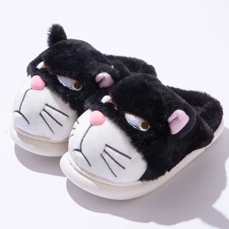 Women’s Fluffy Cartoon Plush Slippers Cute Winter House Shoes Large Size