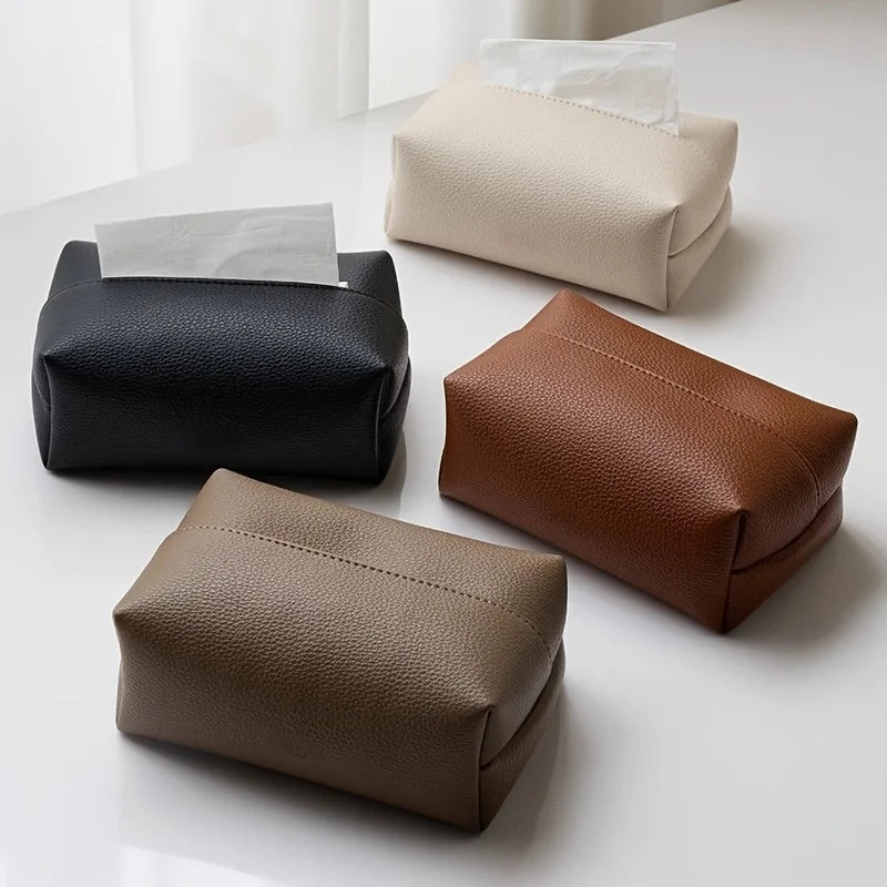 Leather Tissue Box Square Modern Cover for Bathroom Home Decor