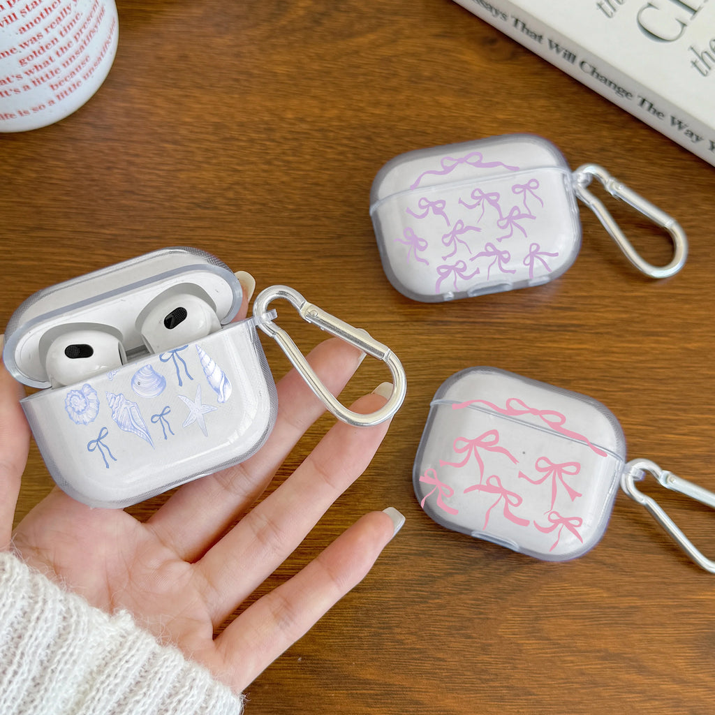 Pink Bow AirPods Protective Case with Keychain Accessory