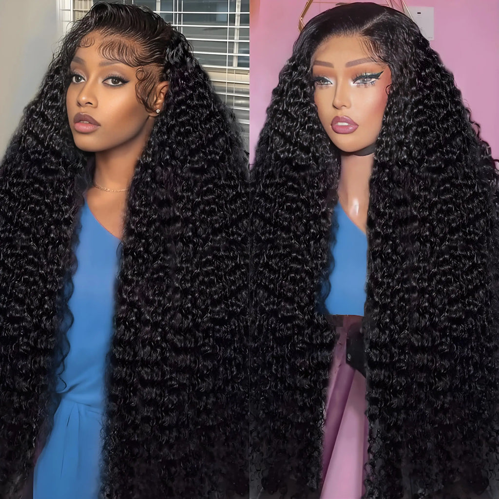 Deep Wave Human Hair Wig – HD Lace Front Glueless Wig Natural Hairline