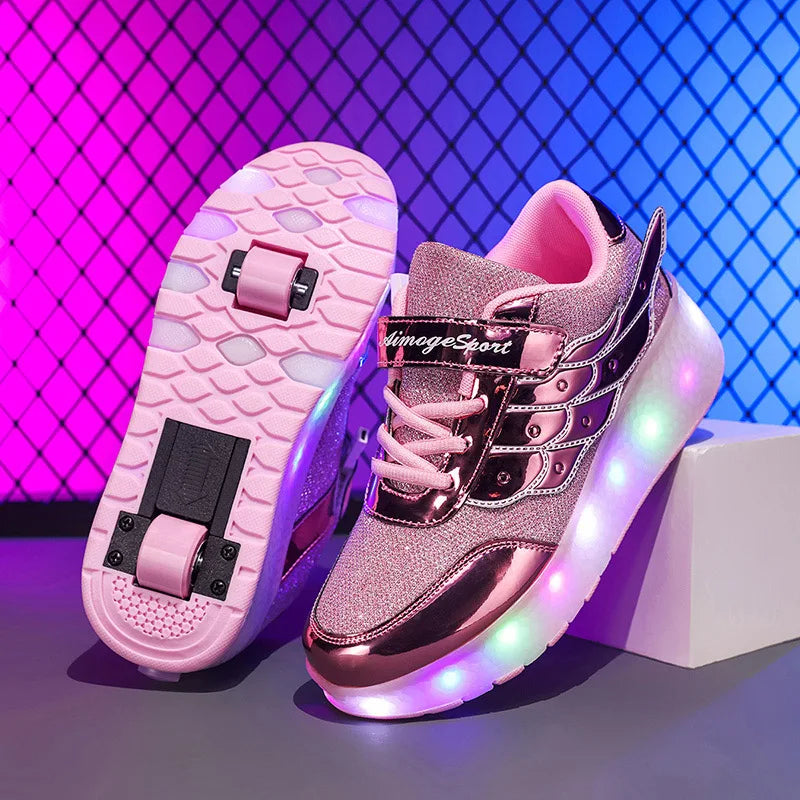 Unisex Retractable Roller Skate Sneakers Dual Use Outdoor Skating Shoes