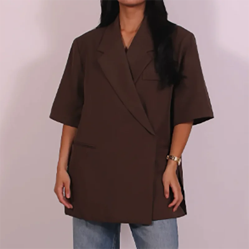Women Casual Blazer Shorts Set Elegant 2 Piece Outfit