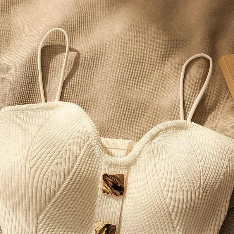 Women’s Cross Knit Camisole French Style Slim Fit Sleeveless Tank Top