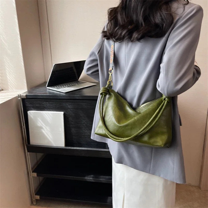 Women Soft Leather Shoulder Bag Geometric Crossbody High End Fashion Handbag