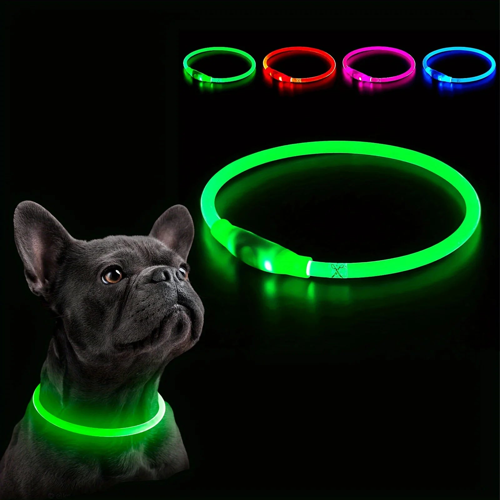 LED Dog Collar – USB Rechargeable Light-Up Collar for Night Walking