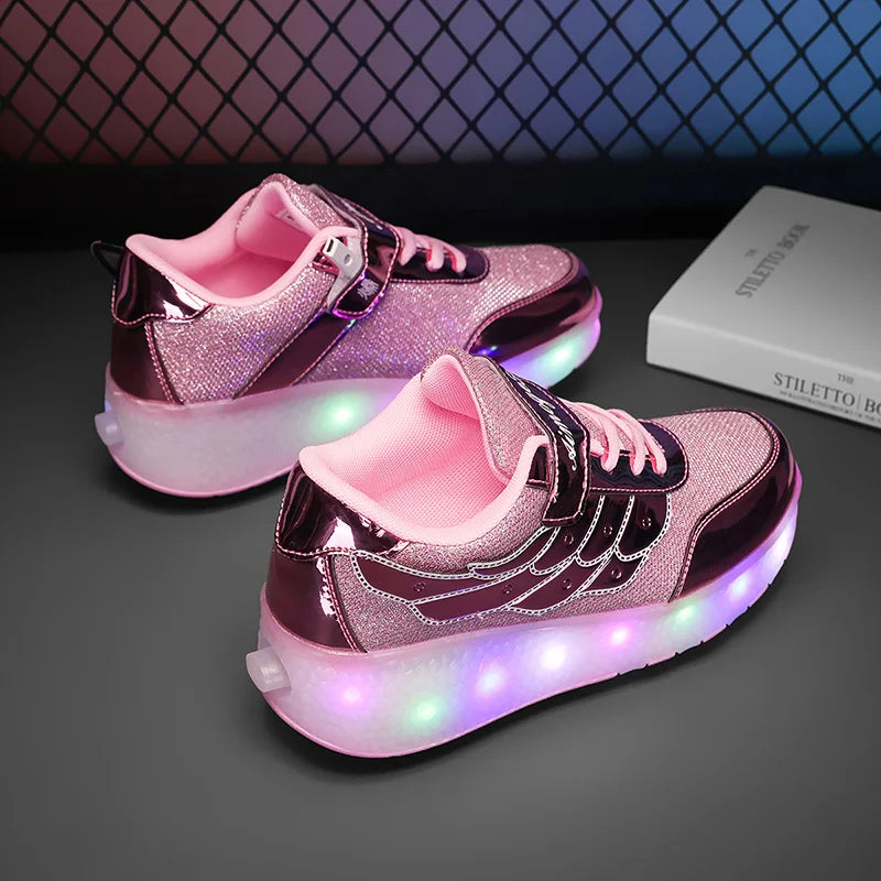 Unisex Retractable Roller Skate Sneakers Dual Use Outdoor Skating Shoes