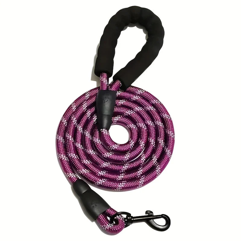 Heavy-Duty Reflective Dog Leash – Rope Lead with Soft Padded Handle