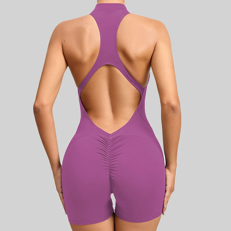 Women Sleeveless Sports Jumpsuit Yoga Gym Romper One Piece Workout Bodysuit