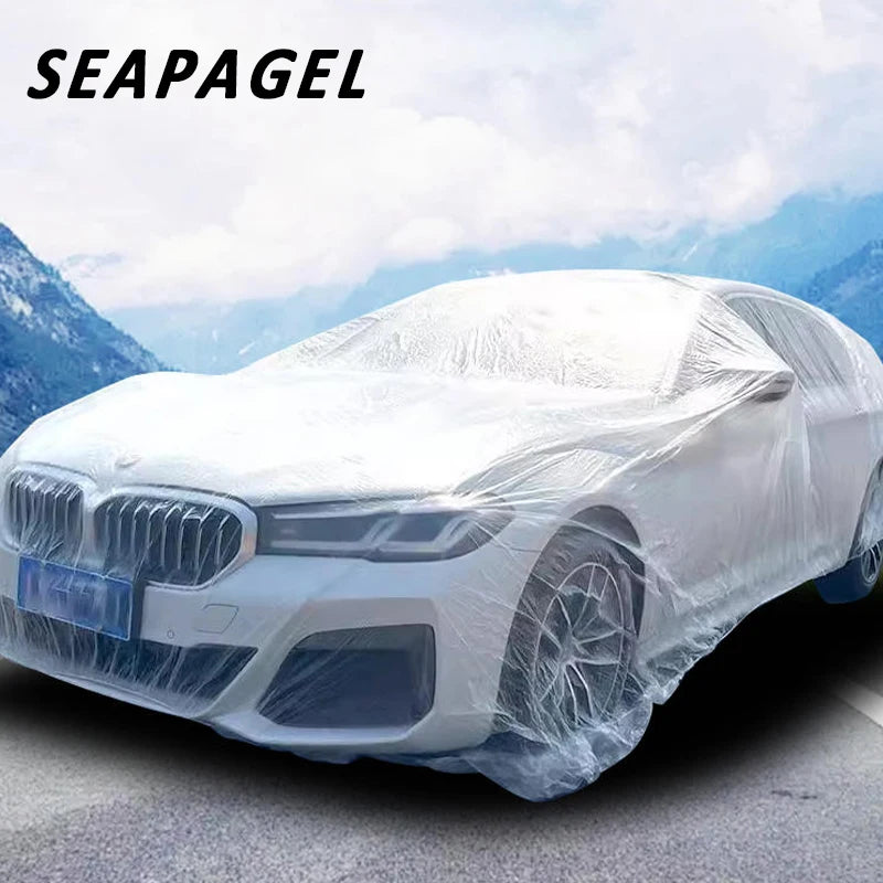 Disposable Waterproof Car Cover PE – Universal Elastic Dust Rain Protection Auto Cover
