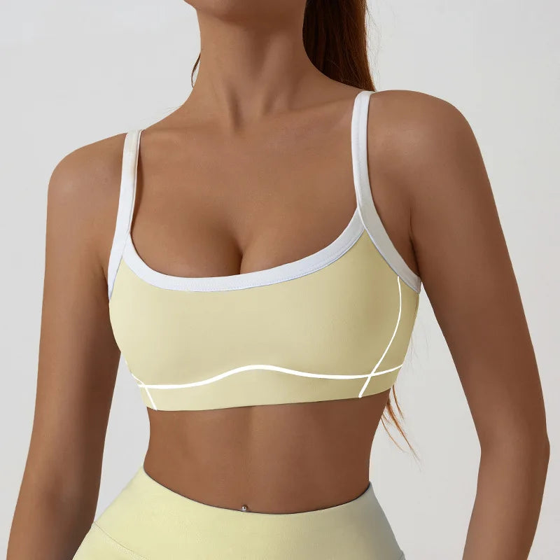 Women Sports Bra Shockproof Push Up Yoga Gym Bra Breathable Fitness Workout Top