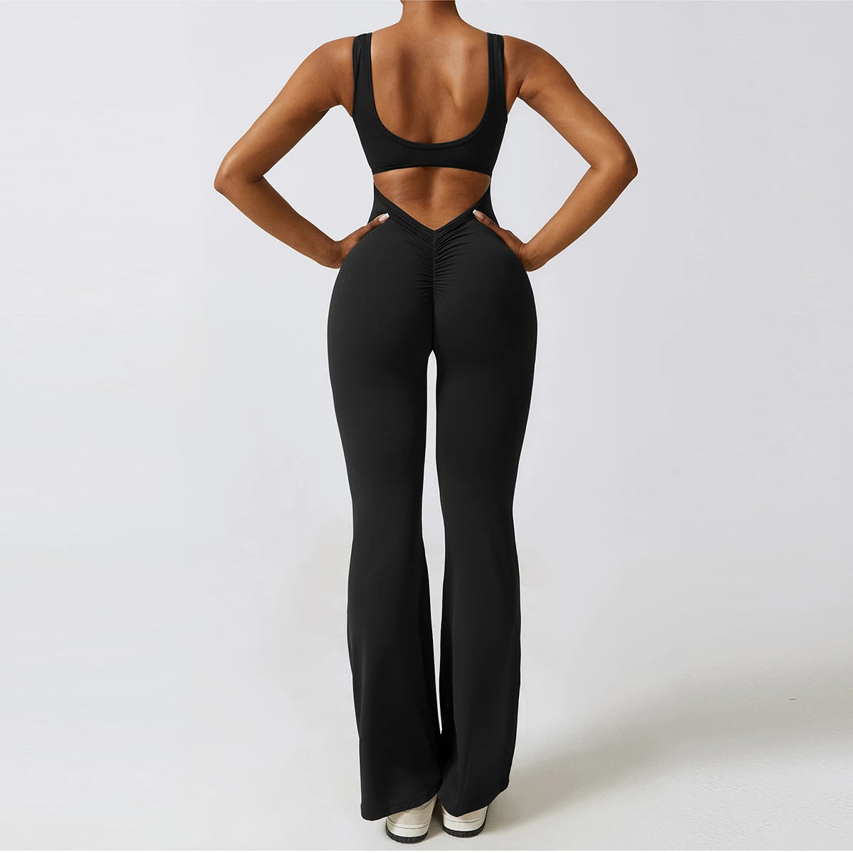 Women V Back Yoga Jumpsuit Sexy Gym Fitness Romper Bodysuit Sportswear