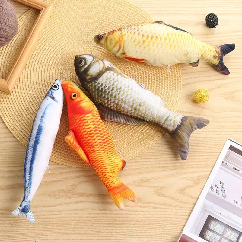 Interactive Fish Plush Cat Toy Chew Teaser Toy