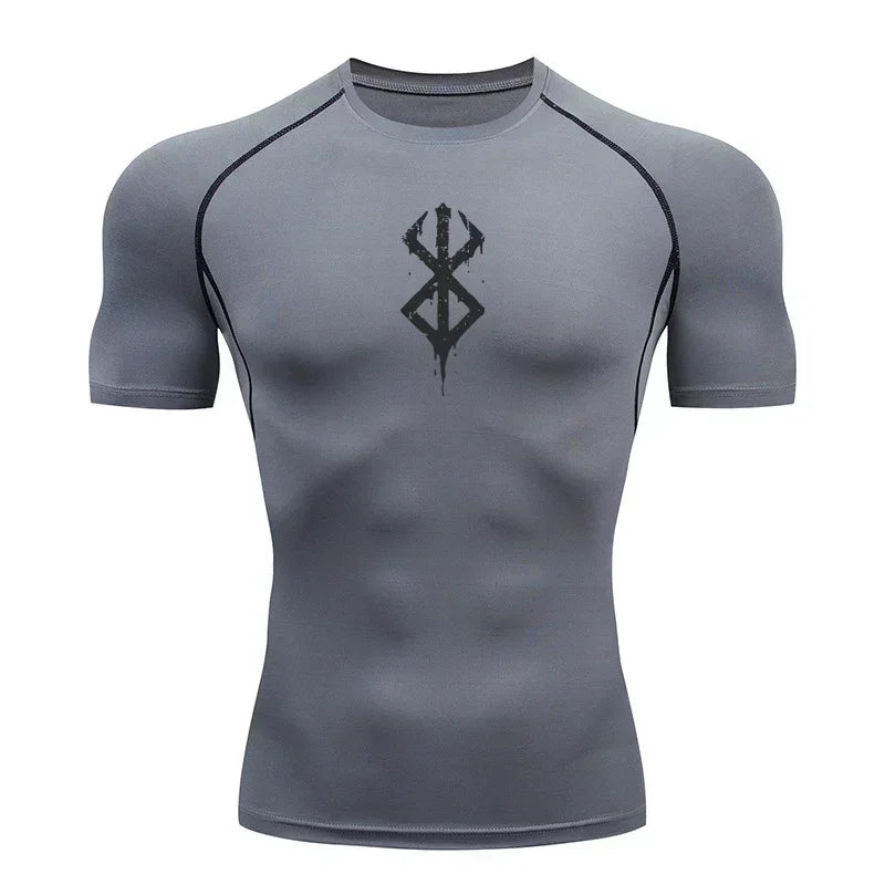 Men Compression Rash Guard Short Sleeve Quick Dry Gym Workout Athletic T Shirt