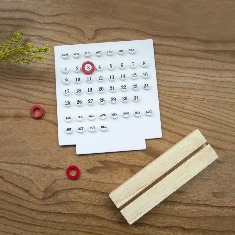 Acrylic Wooden Base DIY Perpetual Calendar Desktop Office Home Decoration Ornament