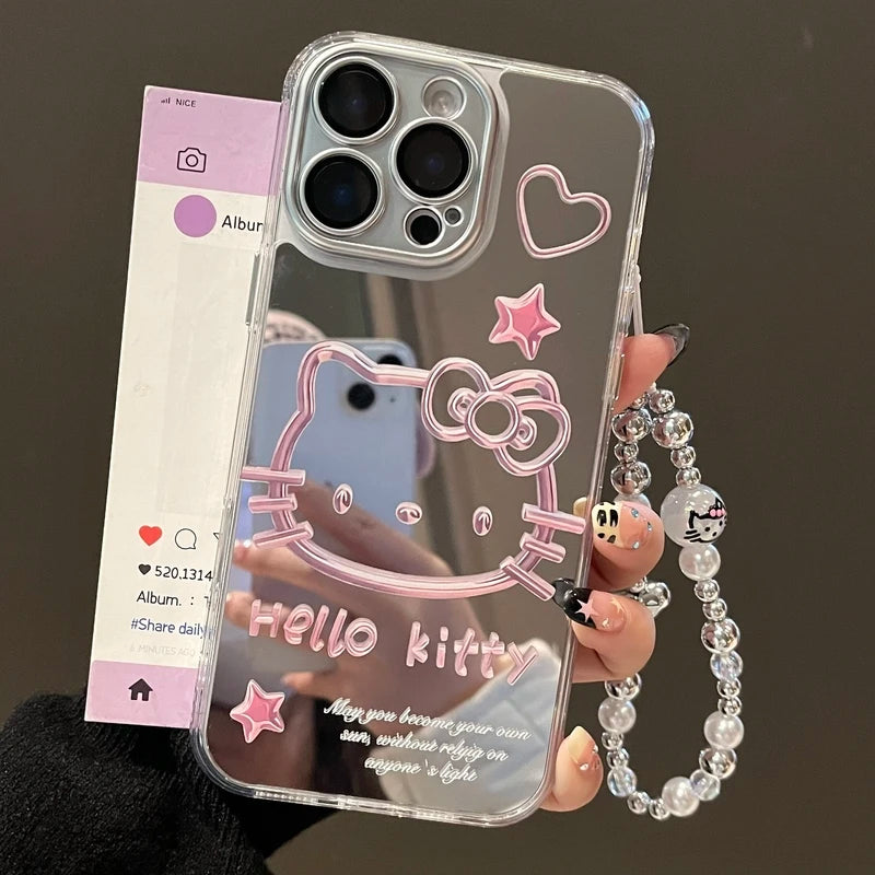 Sanrio Hello Kitty Silver Plating Mirror Cute Cartoon iPhone Case
